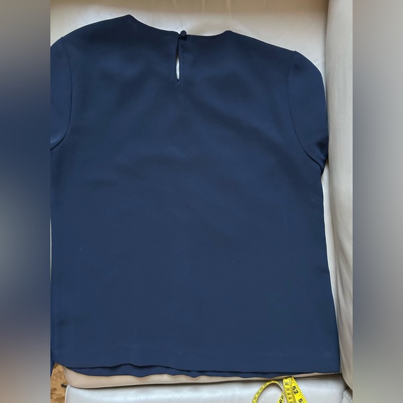 J.Crew Navy blue matte crepe tee with button hole back closure - Picture 5 of 12